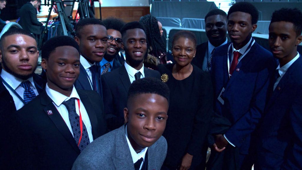 Amos Bursary Boys with Baroness Amos